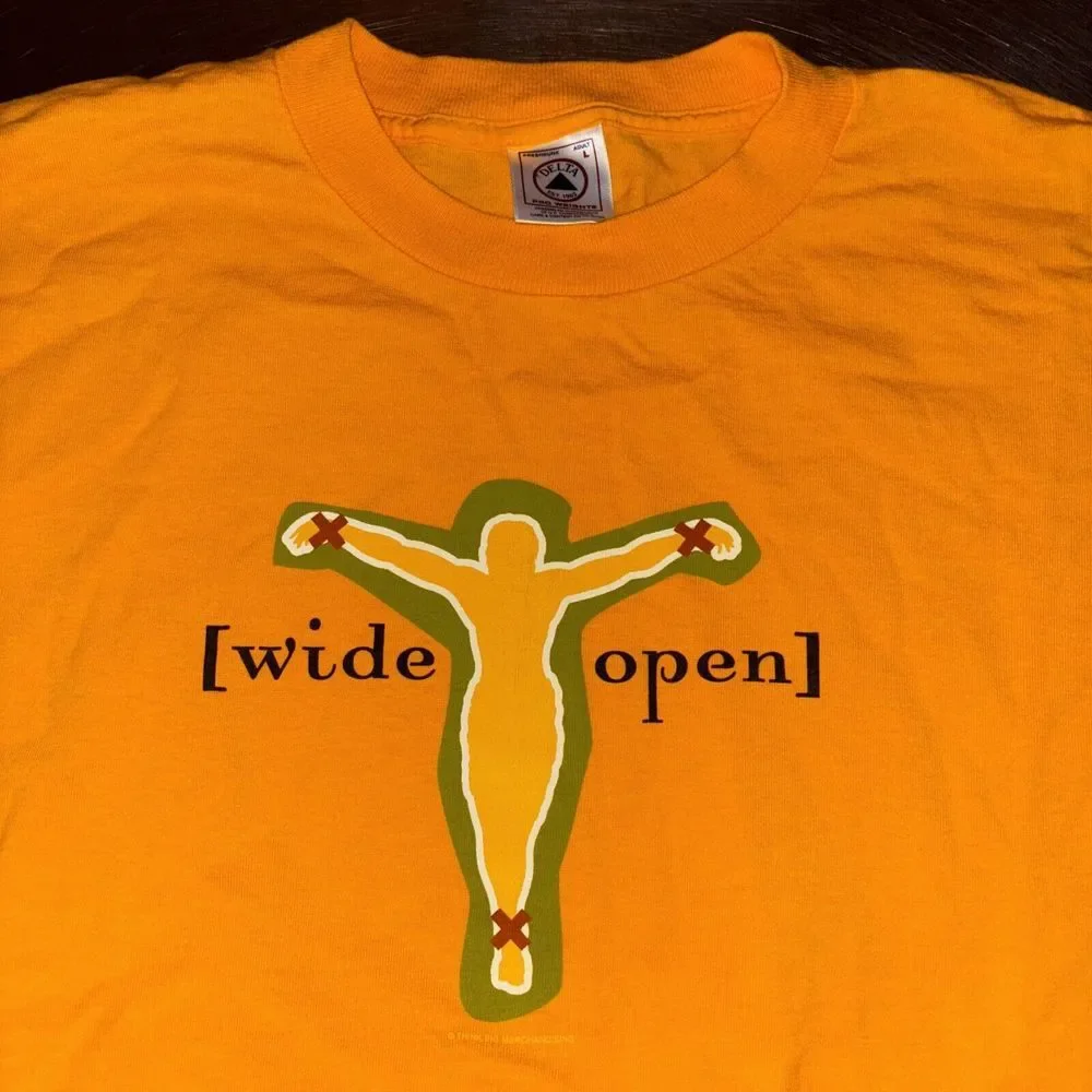 Vintage Y2K NewSong Wide‎ Open Graphic Band Tee Large Christian Jesus Rock 2000
